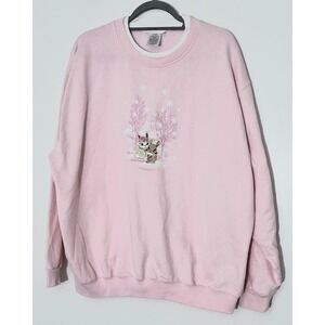 Country Store Sweatshirt Womens Size 3X Pink Embroidered Bunnies Winter Preowned
